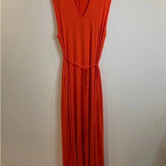 MATILDA JANE Sz XXL Jersey Knit A Line Braided Belt B Neck Pockets Maxi Dress - Picture 8 of 8